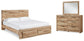 Cama Hyanna King con almacenamiento y tocador con espejo