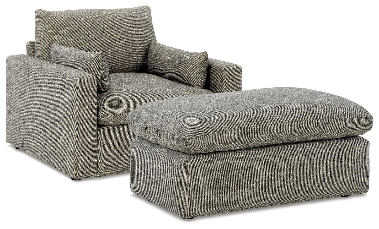 Sillón y otomana dramáticos