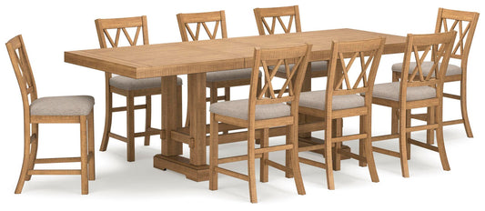 Mesa de comedor Havonplane de altura de mostrador y 8 taburetes de bar