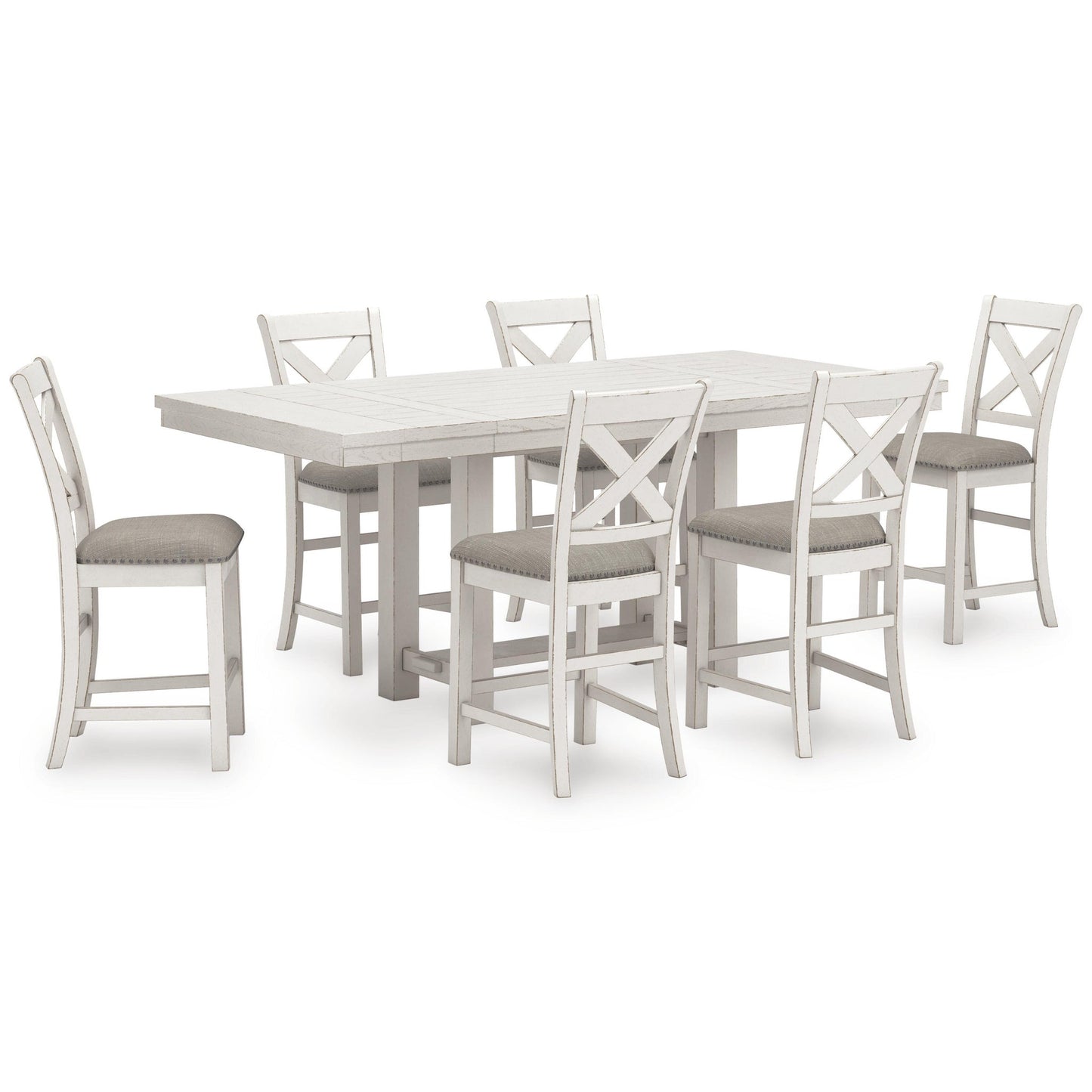 Mesa de comedor Robbinsdale de altura de mostrador y 6 taburetes de bar