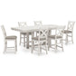 Mesa de comedor Robbinsdale de altura de mostrador y 6 taburetes de bar