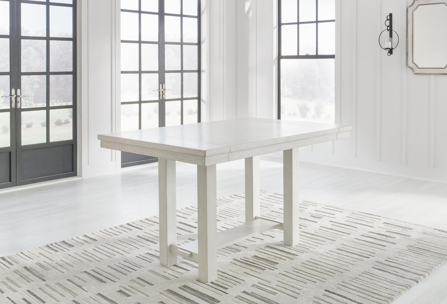 Mesa de comedor Robbinsdale de altura de mostrador y 6 taburetes de bar