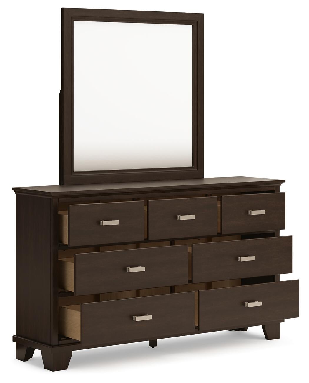 Cama Covetown King con cabecero y tocador con espejo