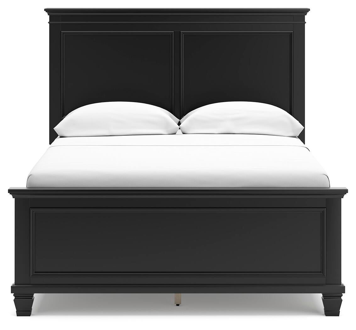 Cama Lanolee de dos camas con cabecero y tocador con espejo
