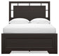 Cama Covetown de tamaño completo con tocador con espejo, cómoda y mesita de noche
