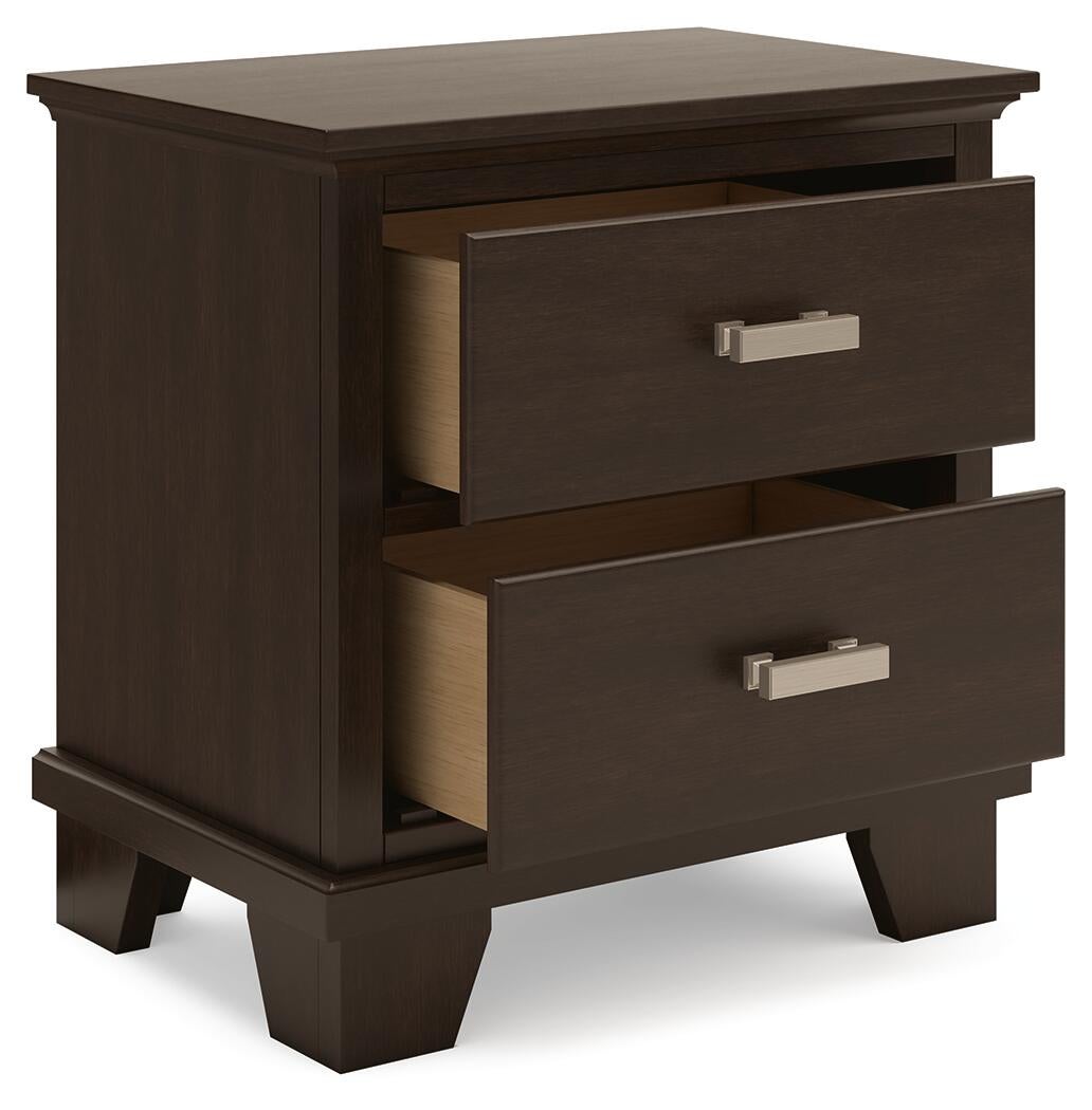 Cama Covetown de tamaño completo con tocador con espejo, cómoda y mesita de noche