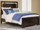 Cama Covetown de tamaño completo con tocador con espejo, cómoda y mesita de noche