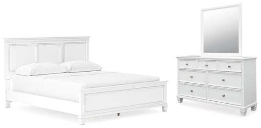 Cama Fortman California King con cabecero y tocador con espejo