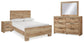 Cama Hyanna de tamaño completo con cabecero, tocador con espejo y mesita de noche