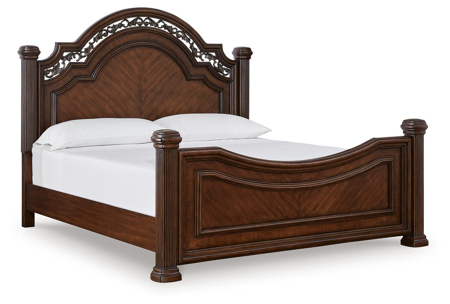 Cama con dosel Lavinton tamaño queen con tocador con espejo y mesita de noche