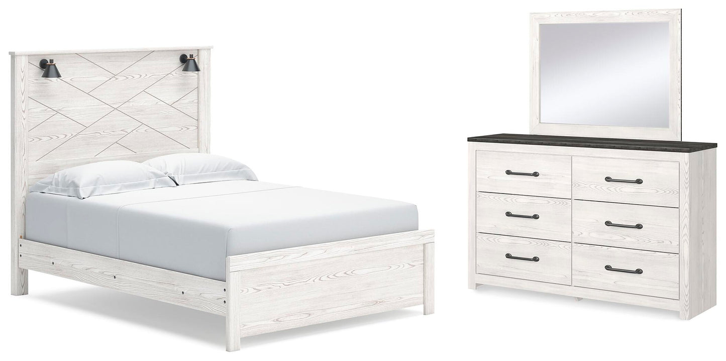 Cama Gerridan Queen con cabecero y tocador con espejo