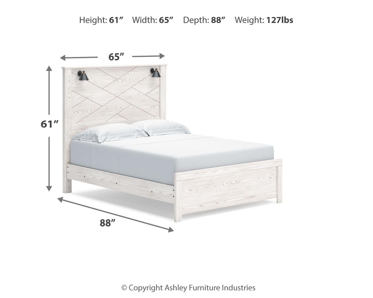 Cama Gerridan Queen con cabecero y tocador con espejo