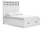 Cama de matrimonio Ashbryn con almacenamiento y tocador con espejo