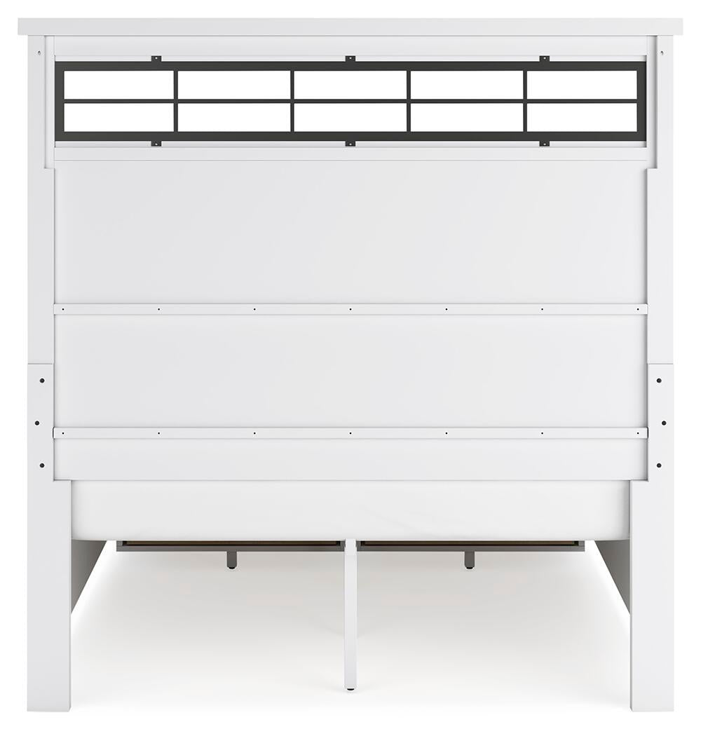 Cama de matrimonio Ashbryn con almacenamiento y tocador con espejo