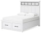 Cama de matrimonio Ashbryn con almacenamiento y tocador con espejo