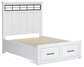 Cama de matrimonio Ashbryn con almacenamiento y tocador con espejo