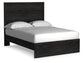 Cama Belachime de tamaño completo con tocador con espejo, cómoda y mesita de noche