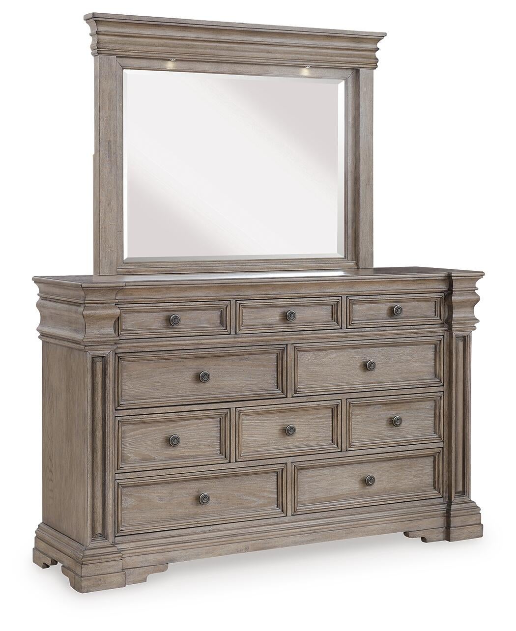 Cama Blairhurst King con cabecero y tocador con espejo