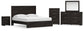 Cama Belachime tamaño King con cabecero, tocador con espejo, cómoda y mesita de noche