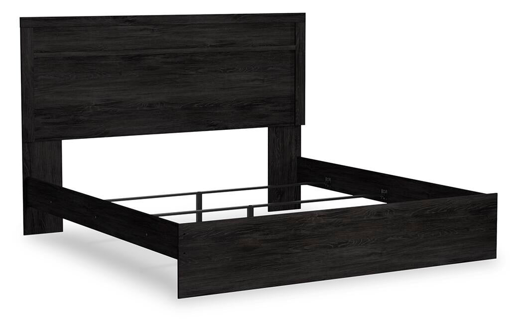 Cama Belachime tamaño King con cabecero, tocador con espejo, cómoda y mesita de noche