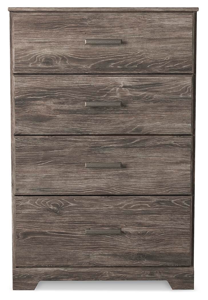 Cama Ralinksi King con cabecero, tocador con espejo, cómoda y mesita de noche