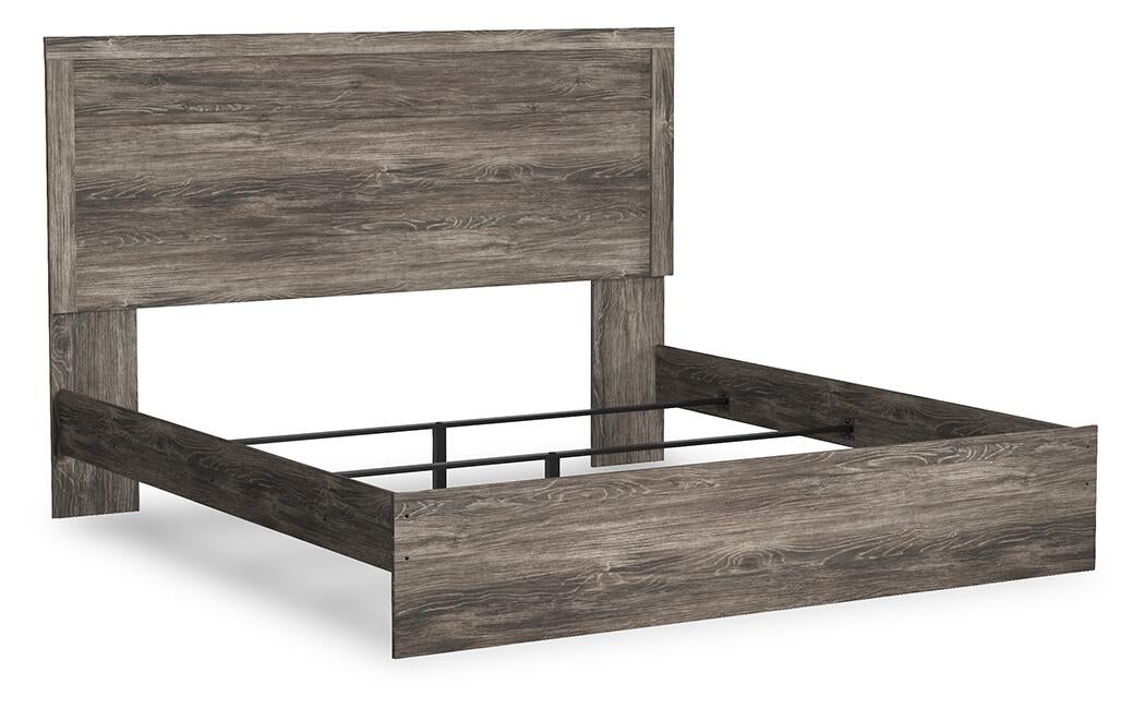 Cama Ralinksi King con cabecero, tocador con espejo, cómoda y mesita de noche