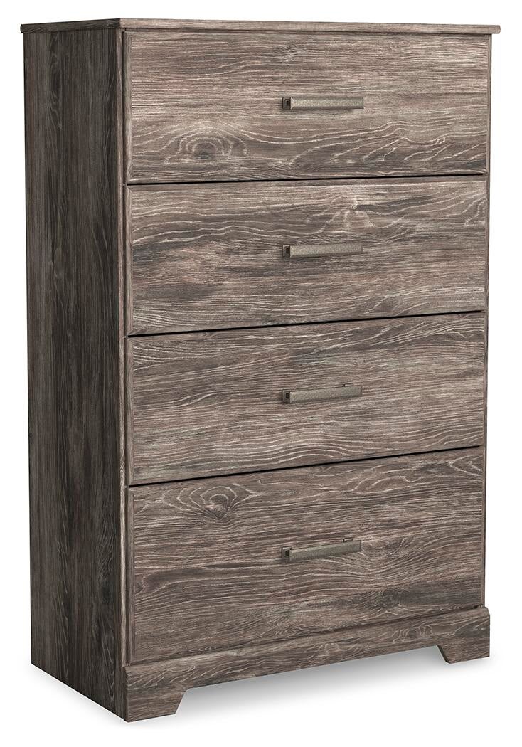 Cama Ralinksi de tamaño completo con tocador con espejo, cómoda y mesita de noche