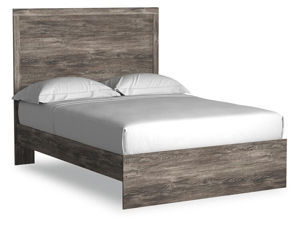 Cama Ralinksi de tamaño completo con tocador con espejo, cómoda y mesita de noche