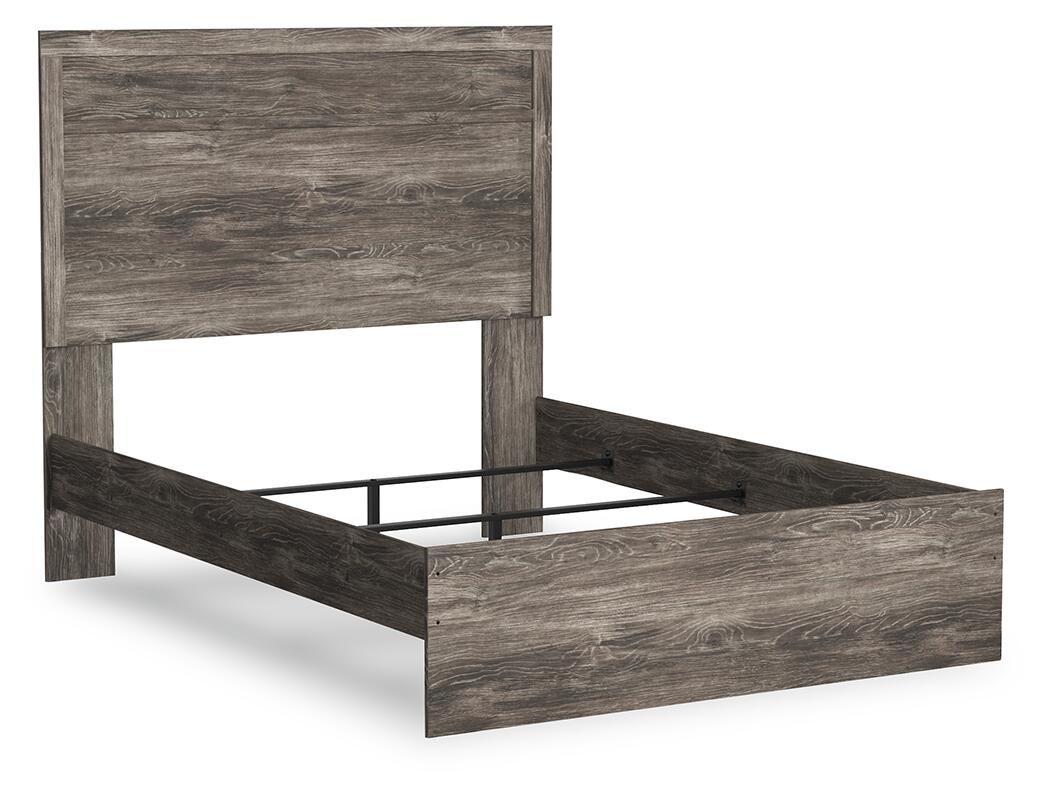 Cama Ralinksi de tamaño completo con tocador con espejo, cómoda y mesita de noche