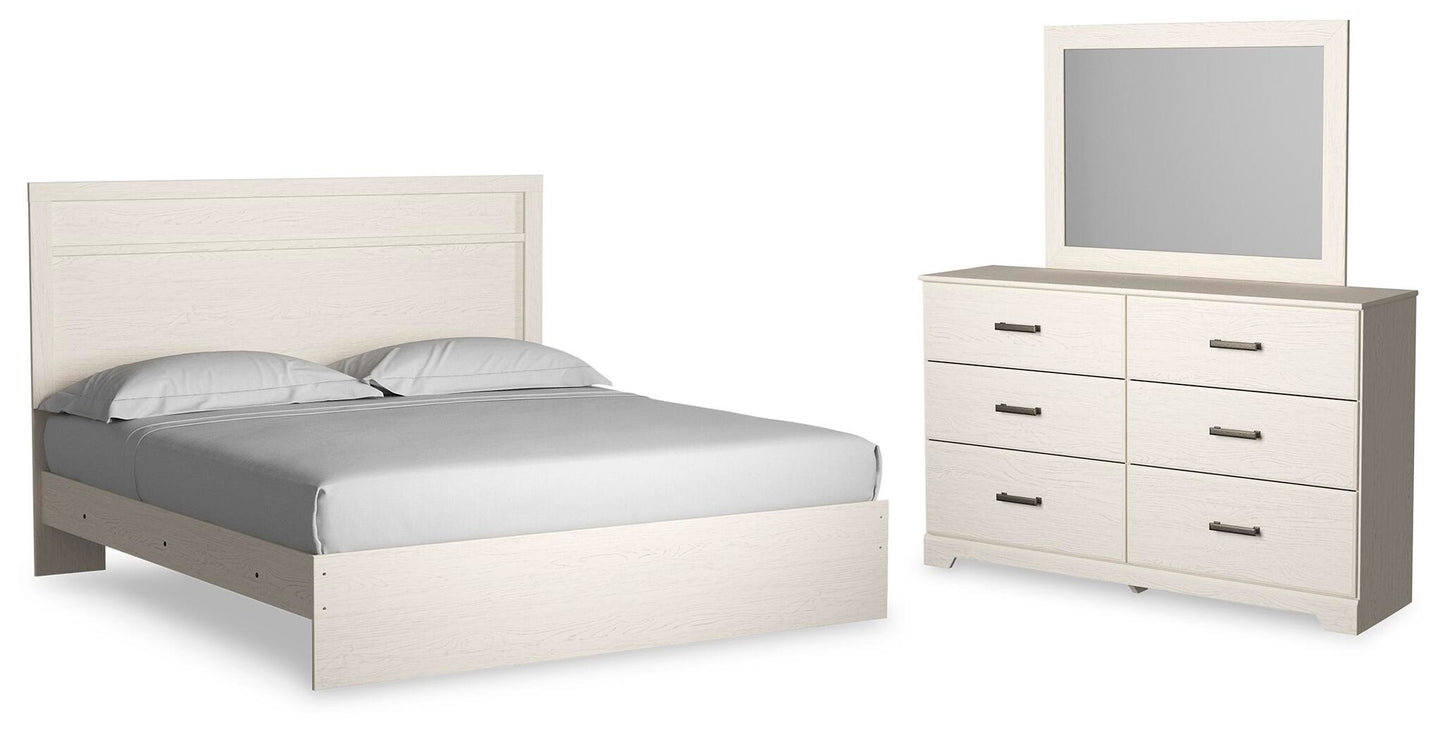 Cama Stelsie King con cabecero y tocador con espejo