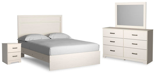 Cama Stelsie Queen con cabecero, tocador con espejo y mesita de noche