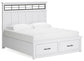 Cama Ashbryn King con almacenamiento y tocador con espejo