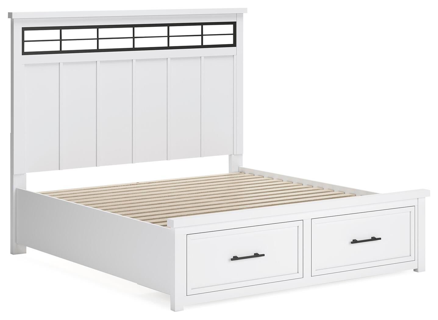 Cama Ashbryn King con almacenamiento y tocador con espejo
