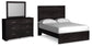 Cama Belachime de dos camas con cabecero y tocador con espejo