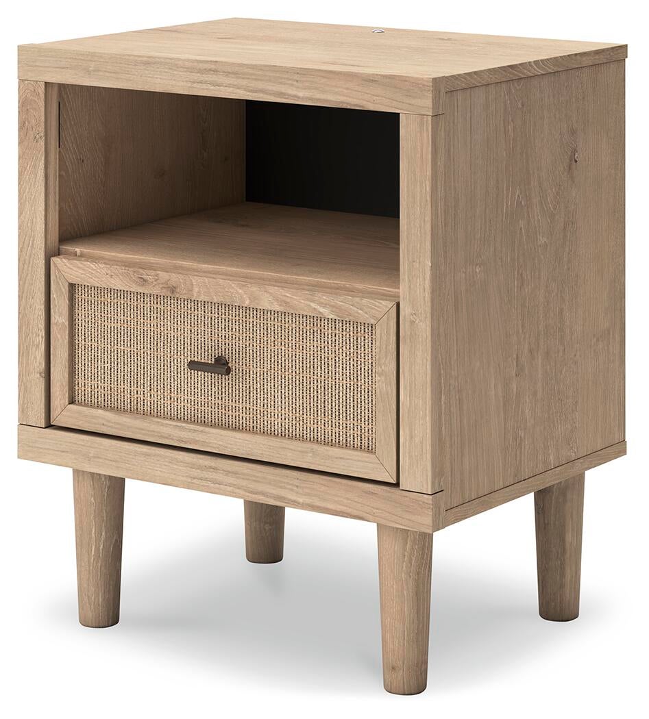 Cama Cielden de tamaño completo con tocador con espejo, cómoda y mesita de noche