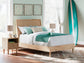 Cama Cielden de tamaño completo con tocador con espejo, cómoda y mesita de noche