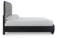 Cama tapizada Rowanbeck tamaño Queen con tocador con espejo