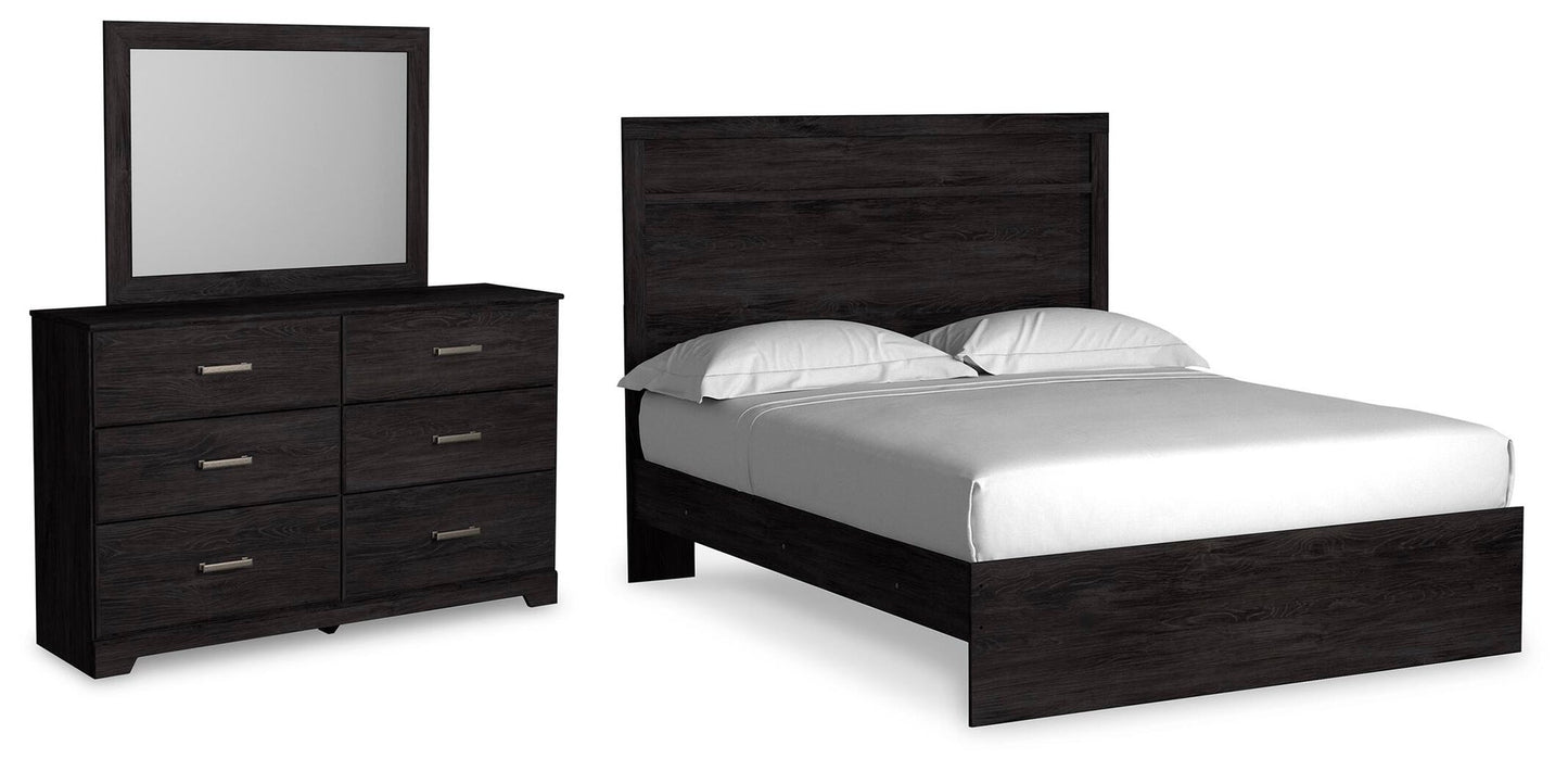 Cama Belachime Queen con cabecero y tocador con espejo