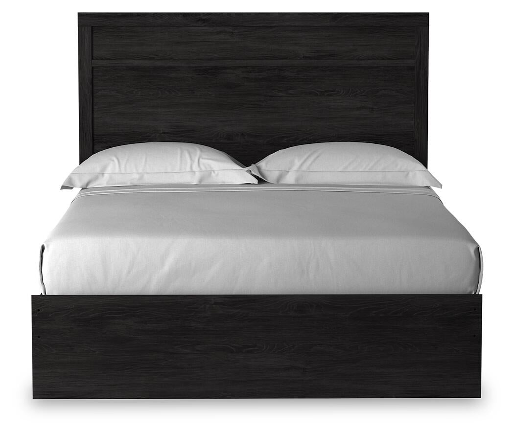 Cama Belachime tamaño Queen con cabecero, tocador con espejo, cómoda y mesita de noche