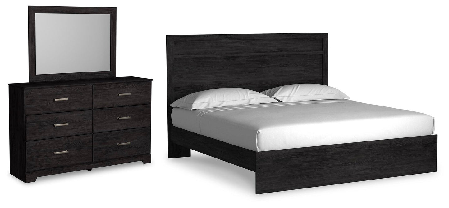 Cama Belachime King con cabecero y tocador con espejo