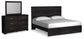 Cama Belachime King con cabecero y tocador con espejo