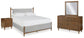 Cama tapizada Lyncott tamaño California King con tocador con espejo y mesita de noche
