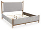 Cama tapizada Lyncott tamaño California King con tocador con espejo y mesita de noche