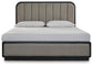 Cama tapizada Rowanbeck tamaño California King con tocador con espejo