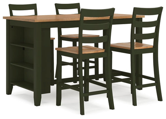 Mesa de comedor Gesthaven de altura de mostrador y 4 taburetes de bar