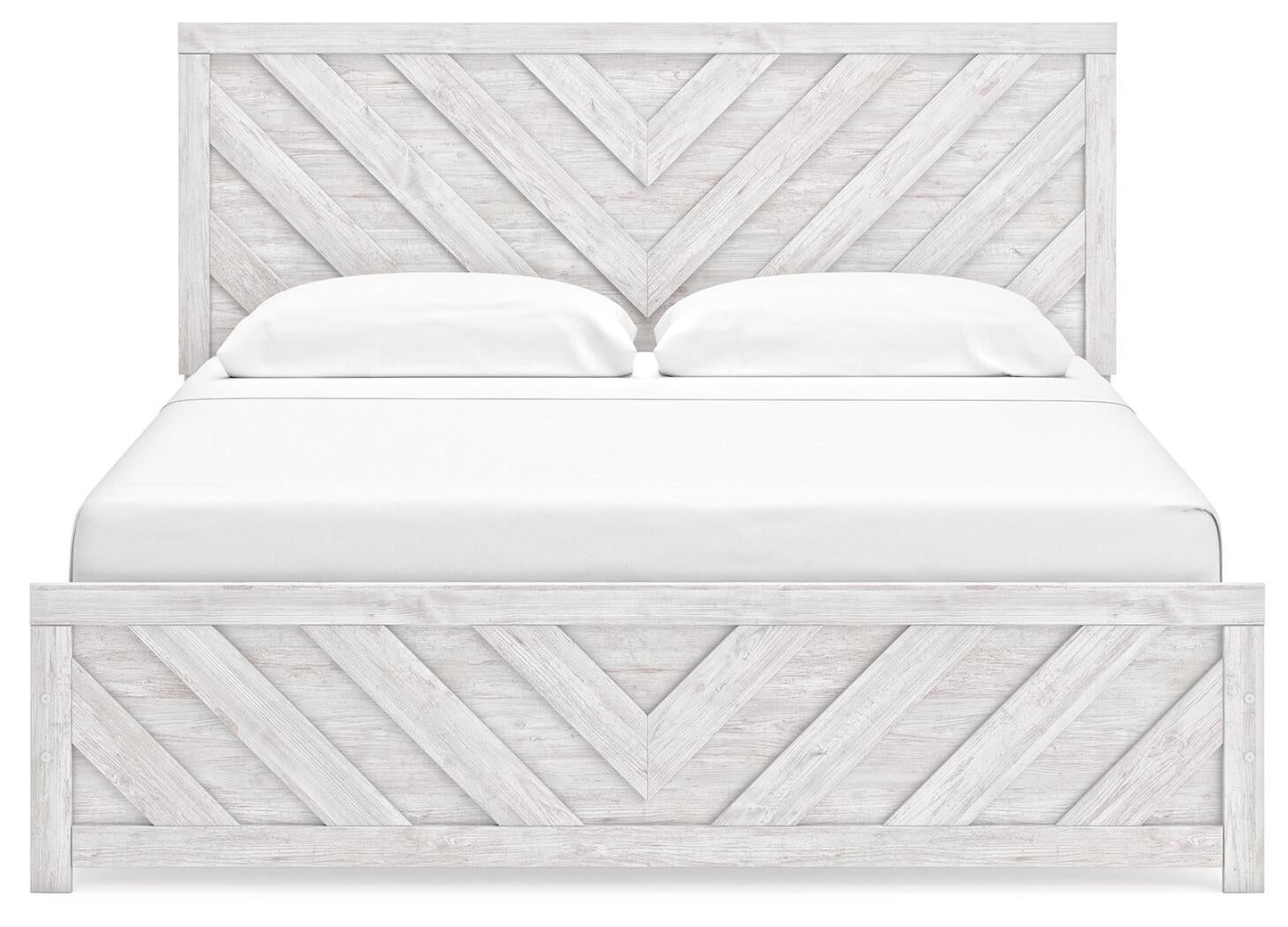 Cama Cayboni tamaño King con cabecero, tocador con espejo, cómoda y mesita de noche
