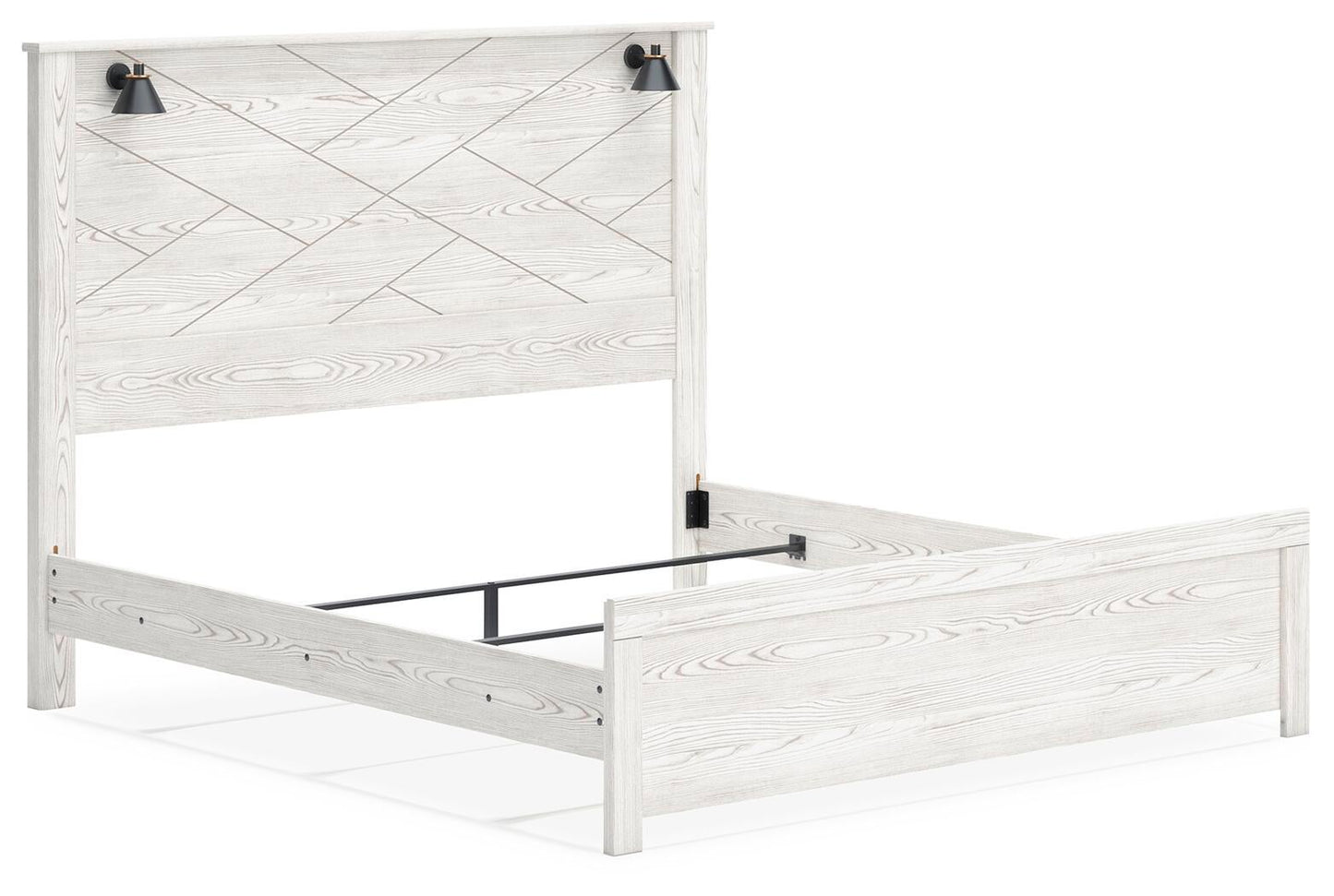 Cama Gerridan tamaño King con cabecero, tocador con espejo, cómoda y mesita de noche