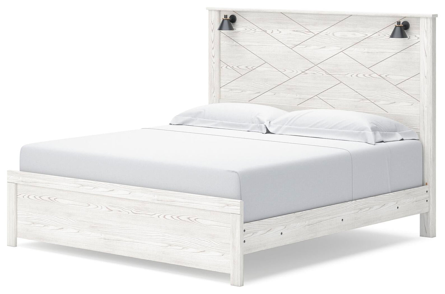 Cama Gerridan tamaño King con cabecero, tocador con espejo, cómoda y mesita de noche