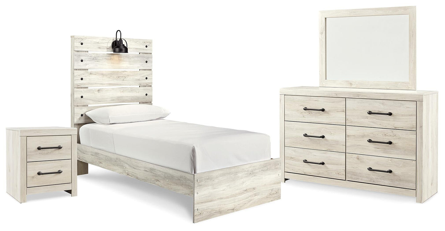 Cama doble Cambeck con tocador con espejo y mesita de noche