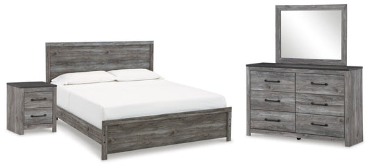 Cama Bronyan tamaño king con cabecero, tocador con espejo y mesita de noche